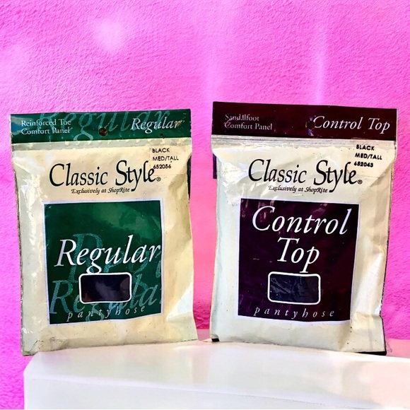 ShopRite Vtg Pantyhose Jet Black Medium/Tall Classic Regular + Control - Picture 1 of 7